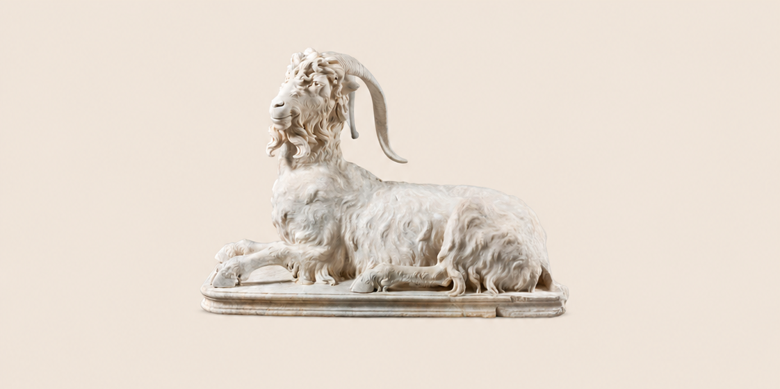 Marmorskulptur av en kashmirget